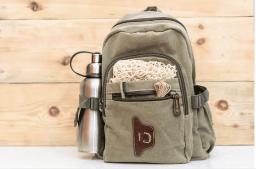 sac à dos et gourde zéro déchet