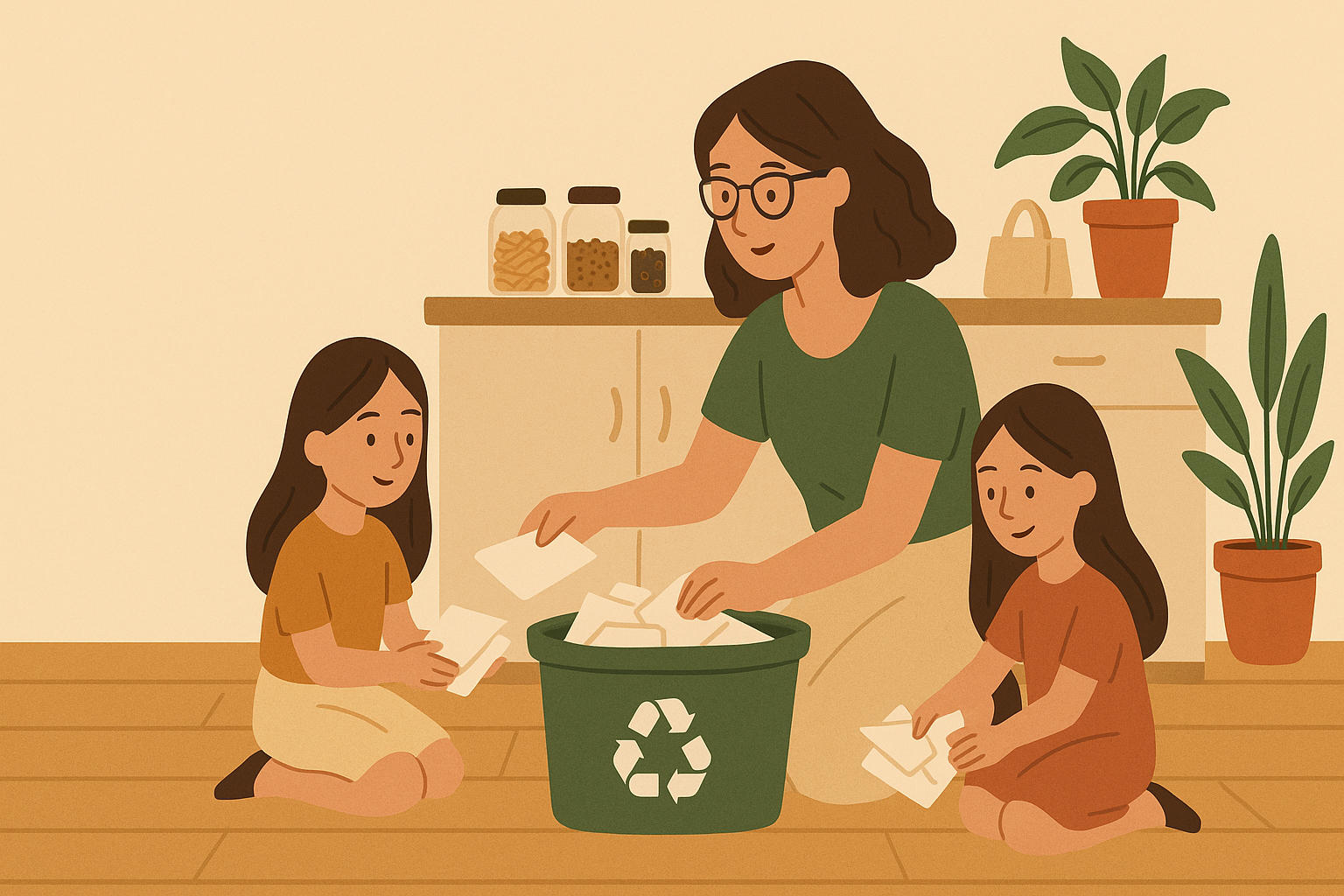 maman écolo avec ses 2 filles