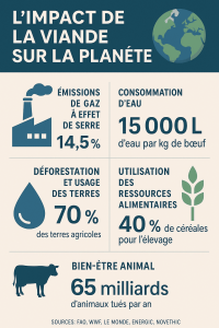 infographie impact de la viande sur la planète
